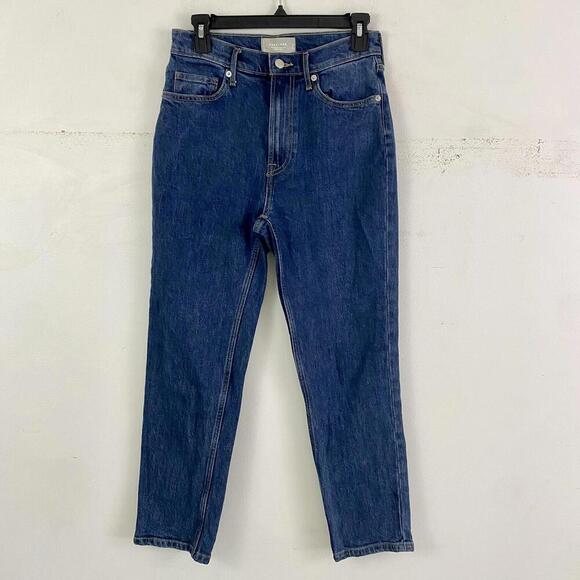 EVERLANE dark wash high rise straight leg jeans sz 26 crop - Picture 3 of 5